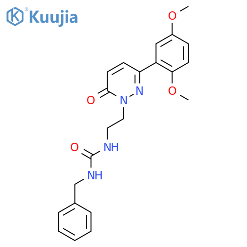 1-benzyl-3-{2-[3-(2,5-dimethoxyphenyl)-6-oxo-1,6-dihydropyridazin-1-yl]ethyl}urea structure