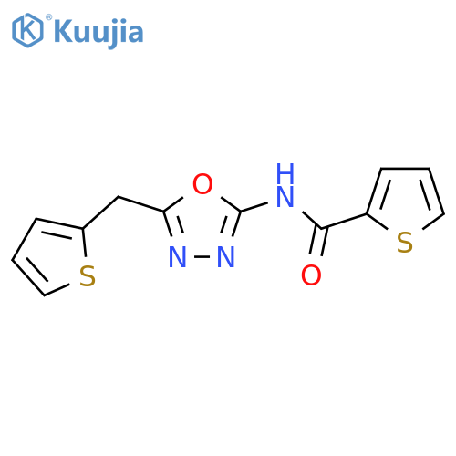 N-{5-[(thiophen-2-yl)methyl]-1,3,4-oxadiazol-2-yl}thiophene-2-carboxamide structure
