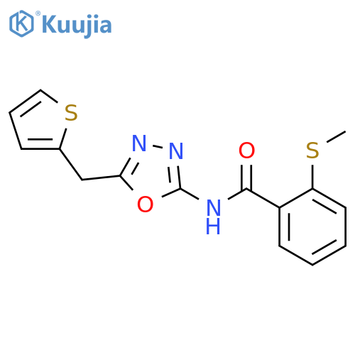 2-(methylsulfanyl)-N-{5-[(thiophen-2-yl)methyl]-1,3,4-oxadiazol-2-yl}benzamide structure