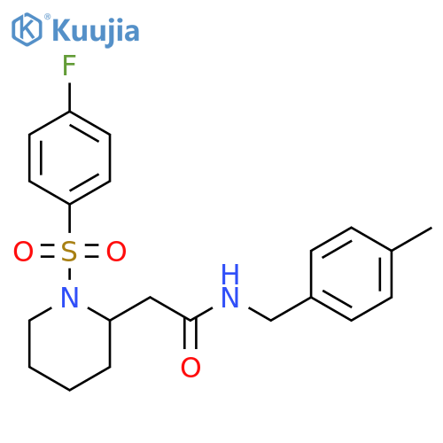 2-[1-(4-fluorobenzenesulfonyl)piperidin-2-yl]-N-[(4-methylphenyl)methyl]acetamide structure
