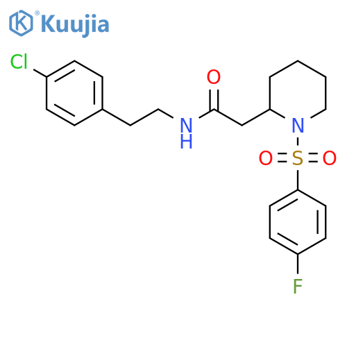 N-[2-(4-chlorophenyl)ethyl]-2-[1-(4-fluorobenzenesulfonyl)piperidin-2-yl]acetamide structure
