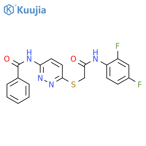 N-[6-({[(2,4-difluorophenyl)carbamoyl]methyl}sulfanyl)pyridazin-3-yl]benzamide structure