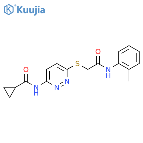 N-[6-({[(2-methylphenyl)carbamoyl]methyl}sulfanyl)pyridazin-3-yl]cyclopropanecarboxamide structure