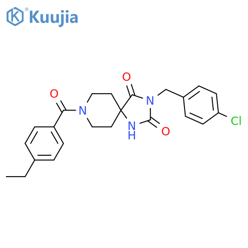 3-[(4-chlorophenyl)methyl]-8-(4-ethylbenzoyl)-1,3,8-triazaspiro[4.5]decane-2,4-dione structure
