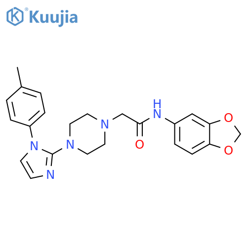 N-(2H-1,3-benzodioxol-5-yl)-2-{4-[1-(4-methylphenyl)-1H-imidazol-2-yl]piperazin-1-yl}acetamide structure