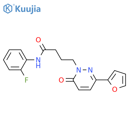 N-(2-fluorophenyl)-4-[3-(furan-2-yl)-6-oxo-1,6-dihydropyridazin-1-yl]butanamide structure