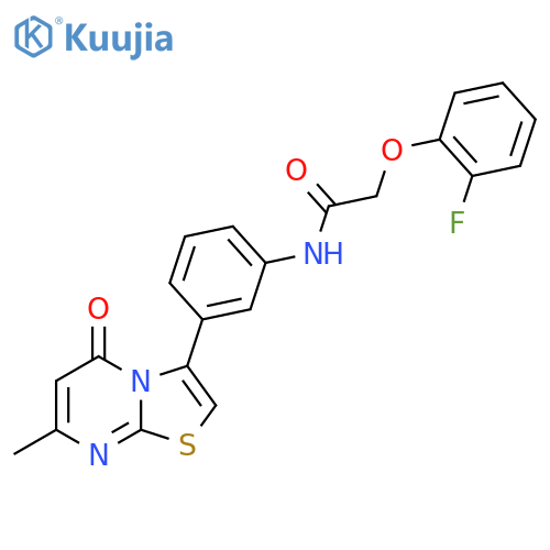 2-(2-fluorophenoxy)-N-(3-{7-methyl-5-oxo-5H-[1,3]thiazolo[3,2-a]pyrimidin-3-yl}phenyl)acetamide structure