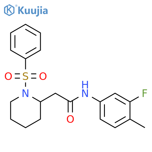 2-[1-(benzenesulfonyl)piperidin-2-yl]-N-(3-fluoro-4-methylphenyl)acetamide structure