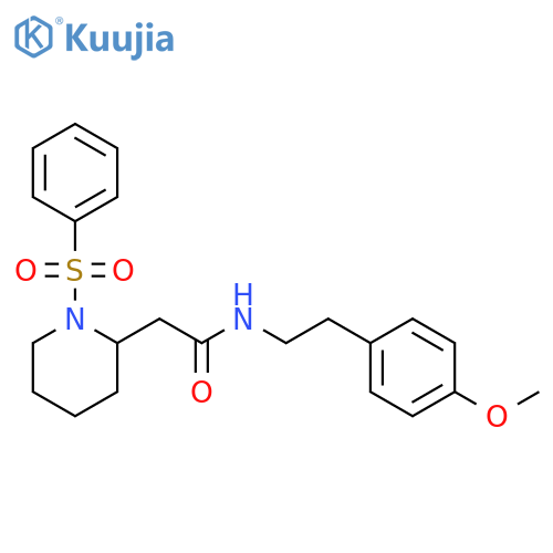 2-[1-(benzenesulfonyl)piperidin-2-yl]-N-[2-(4-methoxyphenyl)ethyl]acetamide structure