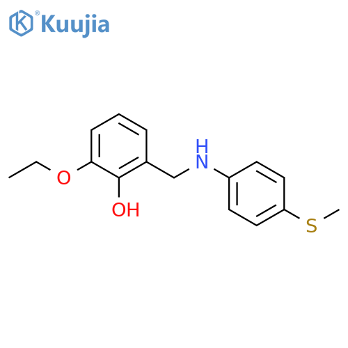 2-ethoxy-6-[(4-methylsulfanylanilino)methyl]phenol structure