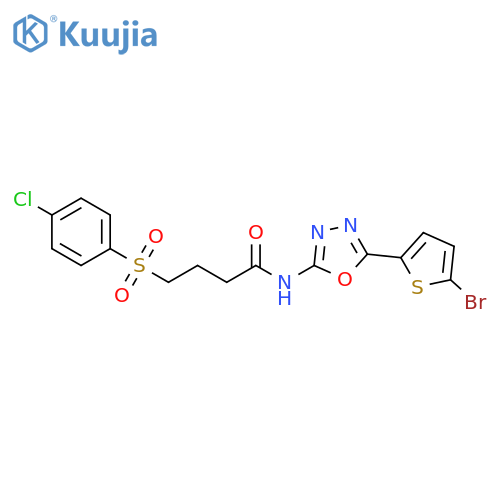 N-[5-(5-bromothiophen-2-yl)-1,3,4-oxadiazol-2-yl]-4-(4-chlorobenzenesulfonyl)butanamide structure