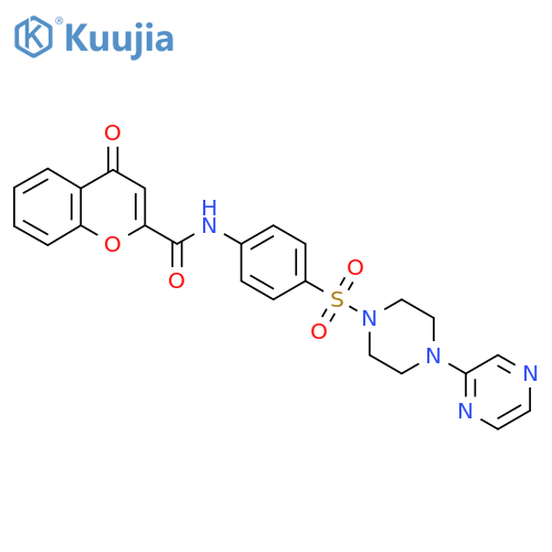 4-oxo-N-(4-{[4-(pyrazin-2-yl)piperazin-1-yl]sulfonyl}phenyl)-4H-chromene-2-carboxamide structure