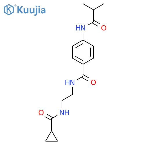 N-[2-(cyclopropylformamido)ethyl]-4-(2-methylpropanamido)benzamide structure