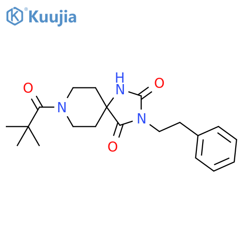 8-(2,2-dimethylpropanoyl)-3-(2-phenylethyl)-1,3,8-triazaspiro[4.5]decane-2,4-dione structure