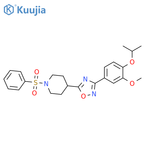 1-(benzenesulfonyl)-4-{3-[3-methoxy-4-(propan-2-yloxy)phenyl]-1,2,4-oxadiazol-5-yl}piperidine structure