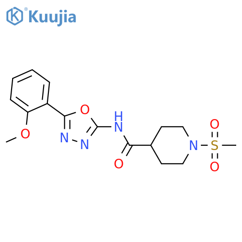 1-methanesulfonyl-N-[5-(2-methoxyphenyl)-1,3,4-oxadiazol-2-yl]piperidine-4-carboxamide structure