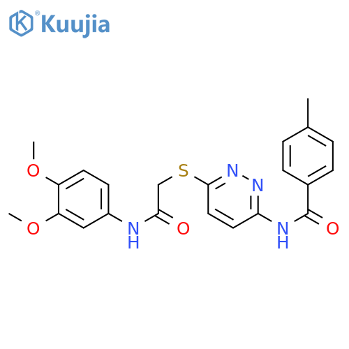 N-[6-({[(3,4-dimethoxyphenyl)carbamoyl]methyl}sulfanyl)pyridazin-3-yl]-4-methylbenzamide structure