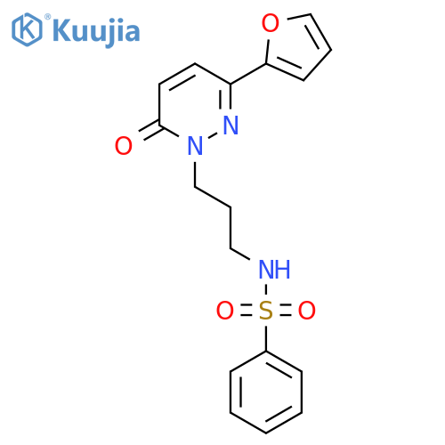 N-{3-[3-(furan-2-yl)-6-oxo-1,6-dihydropyridazin-1-yl]propyl}benzenesulfonamide structure