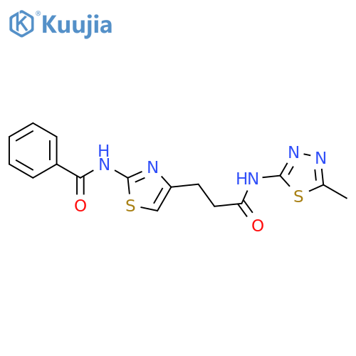 N-(4-{2-[(5-methyl-1,3,4-thiadiazol-2-yl)carbamoyl]ethyl}-1,3-thiazol-2-yl)benzamide structure