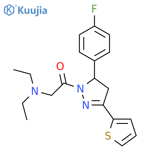 2-(diethylamino)-1-[5-(4-fluorophenyl)-3-(thiophen-2-yl)-4,5-dihydro-1H-pyrazol-1-yl]ethan-1-one structure