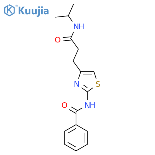 N-(4-{2-[(propan-2-yl)carbamoyl]ethyl}-1,3-thiazol-2-yl)benzamide structure