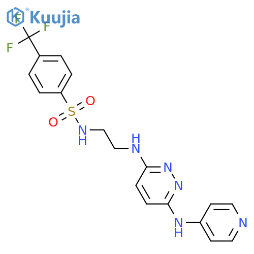 N-[2-({6-[(pyridin-4-yl)amino]pyridazin-3-yl}amino)ethyl]-4-(trifluoromethyl)benzene-1-sulfonamide structure