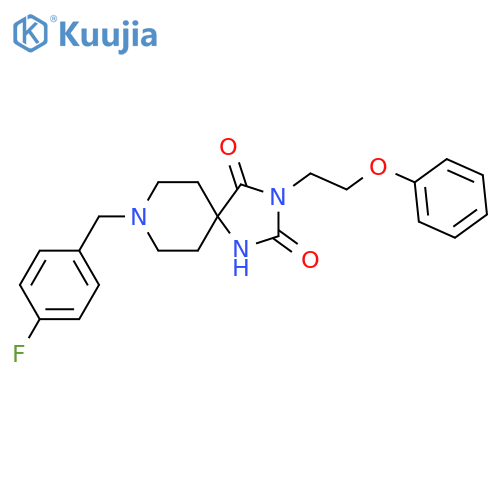 8-[(4-fluorophenyl)methyl]-3-(2-phenoxyethyl)-1,3,8-triazaspiro[4.5]decane-2,4-dione structure