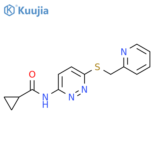 N-(6-{[(pyridin-2-yl)methyl]sulfanyl}pyridazin-3-yl)cyclopropanecarboxamide structure