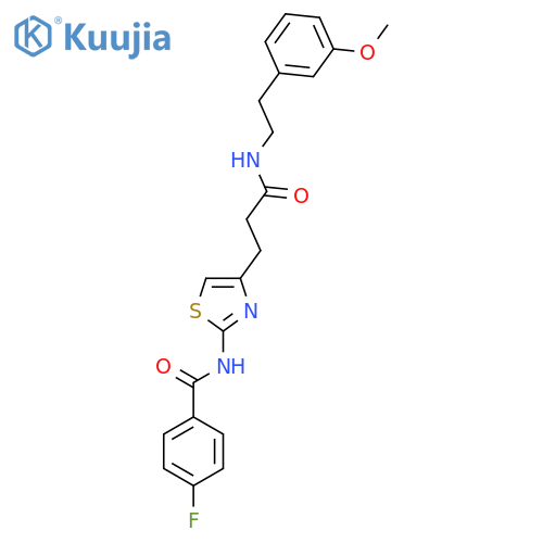 4-fluoro-N-[4-(2-{[2-(3-methoxyphenyl)ethyl]carbamoyl}ethyl)-1,3-thiazol-2-yl]benzamide structure