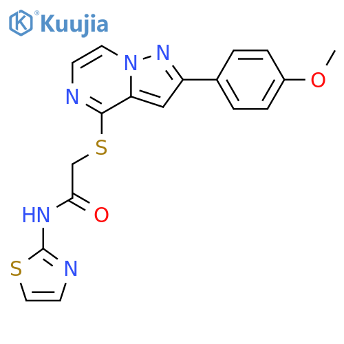 2-{[2-(4-methoxyphenyl)pyrazolo[1,5-a]pyrazin-4-yl]sulfanyl}-N-(1,3-thiazol-2-yl)acetamide structure