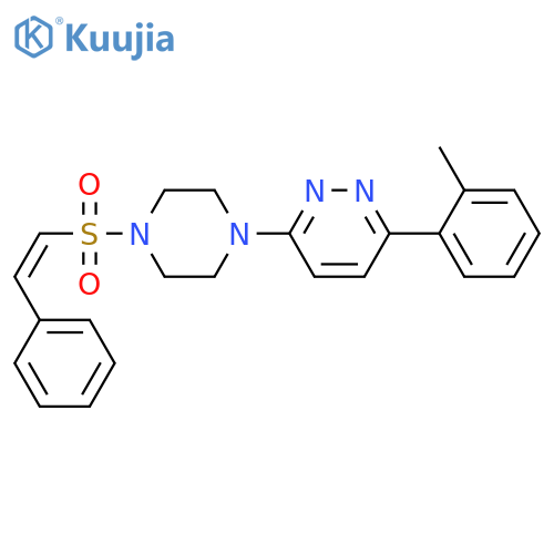 3-(2-methylphenyl)-6-{4-[(Z)-2-phenylethenesulfonyl]piperazin-1-yl}pyridazine structure