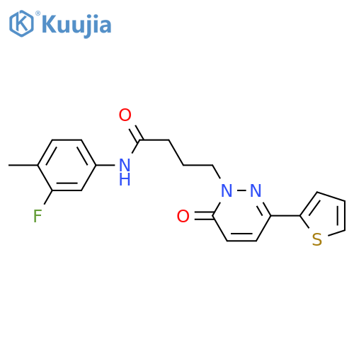 N-(3-fluoro-4-methylphenyl)-4-[6-oxo-3-(thiophen-2-yl)-1,6-dihydropyridazin-1-yl]butanamide structure