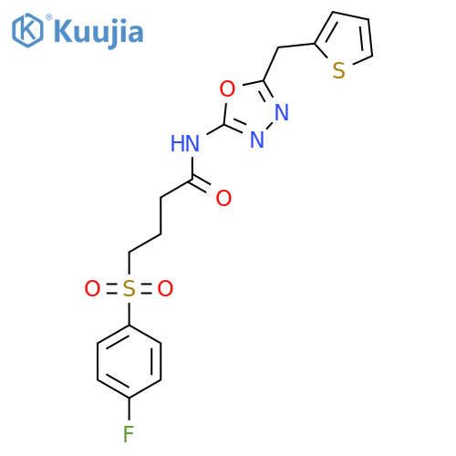 4-(4-fluorobenzenesulfonyl)-N-{5-[(thiophen-2-yl)methyl]-1,3,4-oxadiazol-2-yl}butanamide structure