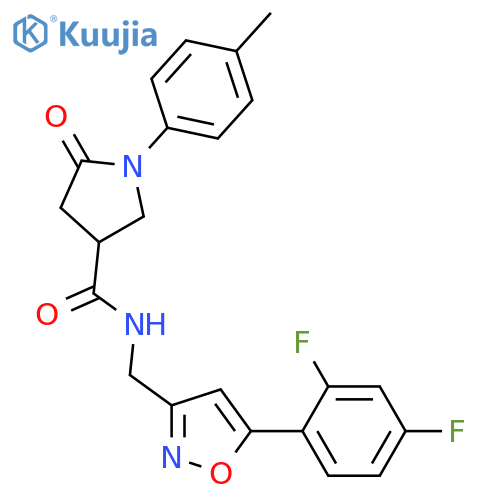 N-{[5-(2,4-difluorophenyl)-1,2-oxazol-3-yl]methyl}-1-(4-methylphenyl)-5-oxopyrrolidine-3-carboxamide structure