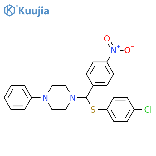 1-[(4-chlorophenyl)sulfanyl-(4-nitrophenyl)methyl]-4-phenylpiperazine structure