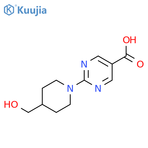 2-4-(Hydroxymethyl)piperidin-1-ylpyrimidine-5-carboxylic Acid (97%) structure