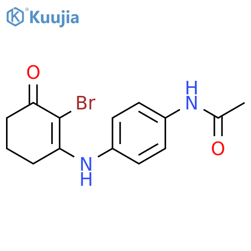 N-{4-[(2-bromo-3-oxocyclohex-1-en-1-yl)amino]phenyl}acetamide structure