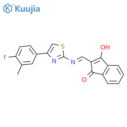 2-({4-(4-Fluoro-3-methylphenyl)-1,3-thiazol-2-ylamino}methylene)-1H-indene-1,3(2H)-dione structure