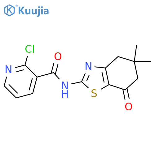2-chloro-N-(5,5-dimethyl-7-oxo-4,6-dihydro-1,3-benzothiazol-2-yl)pyridine-3-carboxamide structure