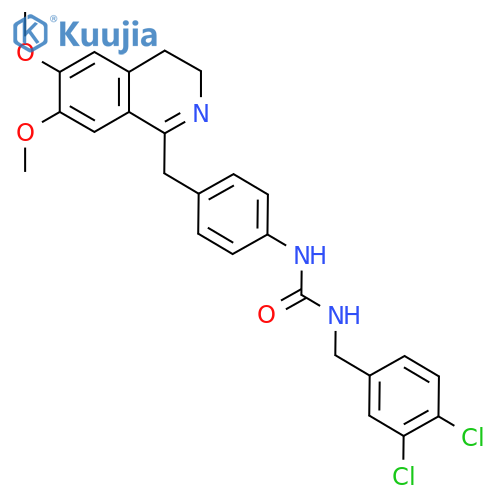 3-(3,4-Dichlorobenzyl)-1-(4-((6,7-dimethoxy(3,4-dihydroisoquinolyl))methyl)phenyl)urea structure