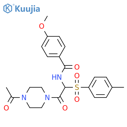 N-[2-(4-acetylpiperazin-1-yl)-1-(4-methylbenzenesulfonyl)-2-oxoethyl]-4-methoxybenzamide structure