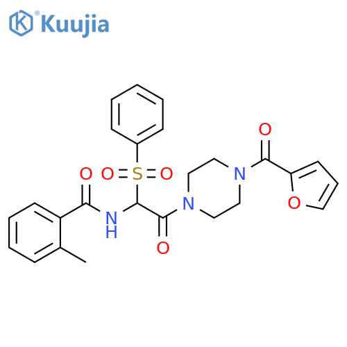 N-[1-(benzenesulfonyl)-2-[4-(furan-2-carbonyl)piperazin-1-yl]-2-oxoethyl]-2-methylbenzamide structure