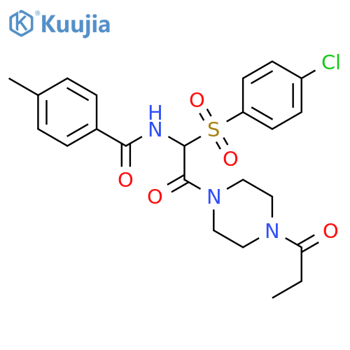 N-[1-(4-chlorobenzenesulfonyl)-2-oxo-2-(4-propanoylpiperazin-1-yl)ethyl]-4-methylbenzamide structure