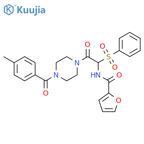 N-[1-(benzenesulfonyl)-2-[4-(4-methylbenzoyl)piperazin-1-yl]-2-oxoethyl]furan-2-carboxamide structure