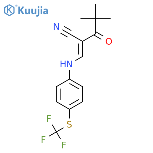 (2E)-4,4-Dimethyl-3-oxo-2-[[4-(trifluoromethylsulfanyl)anilino]methylidene]pentanenitrile structure