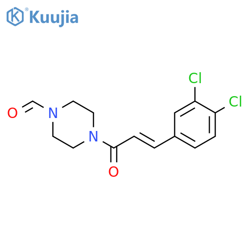 4-[(E)-3-(3,4-dichlorophenyl)prop-2-enoyl]piperazine-1-carbaldehyde structure