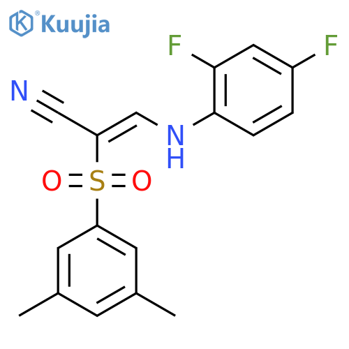 3-((2,4-Difluorophenyl)amino)-2-((3,5-dimethylphenyl)sulfonyl)prop-2-enenitrile structure