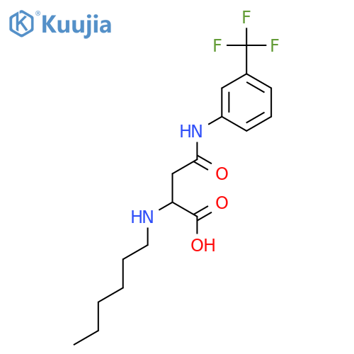 2-(hexylamino)-3-{[3-(trifluoromethyl)phenyl]carbamoyl}propanoic acid structure