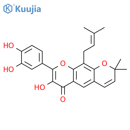 2H,6H-Benzo[1,2-b:5,4-b']dipyran-6-one,8-(3,4-dihydroxyphenyl)-7-hydroxy-2,2-dimethyl-10-(3-methyl-2-butenyl)- (9CI) structure