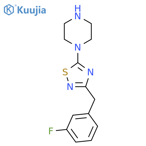 1-{3-[(3-Fluorophenyl)methyl]-1,2,4-thiadiazol-5-yl}piperazine structure